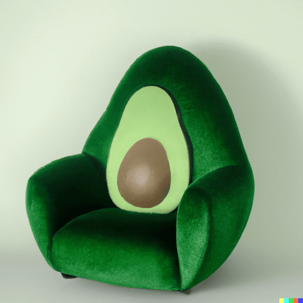 An armchair in the shape of an avocado